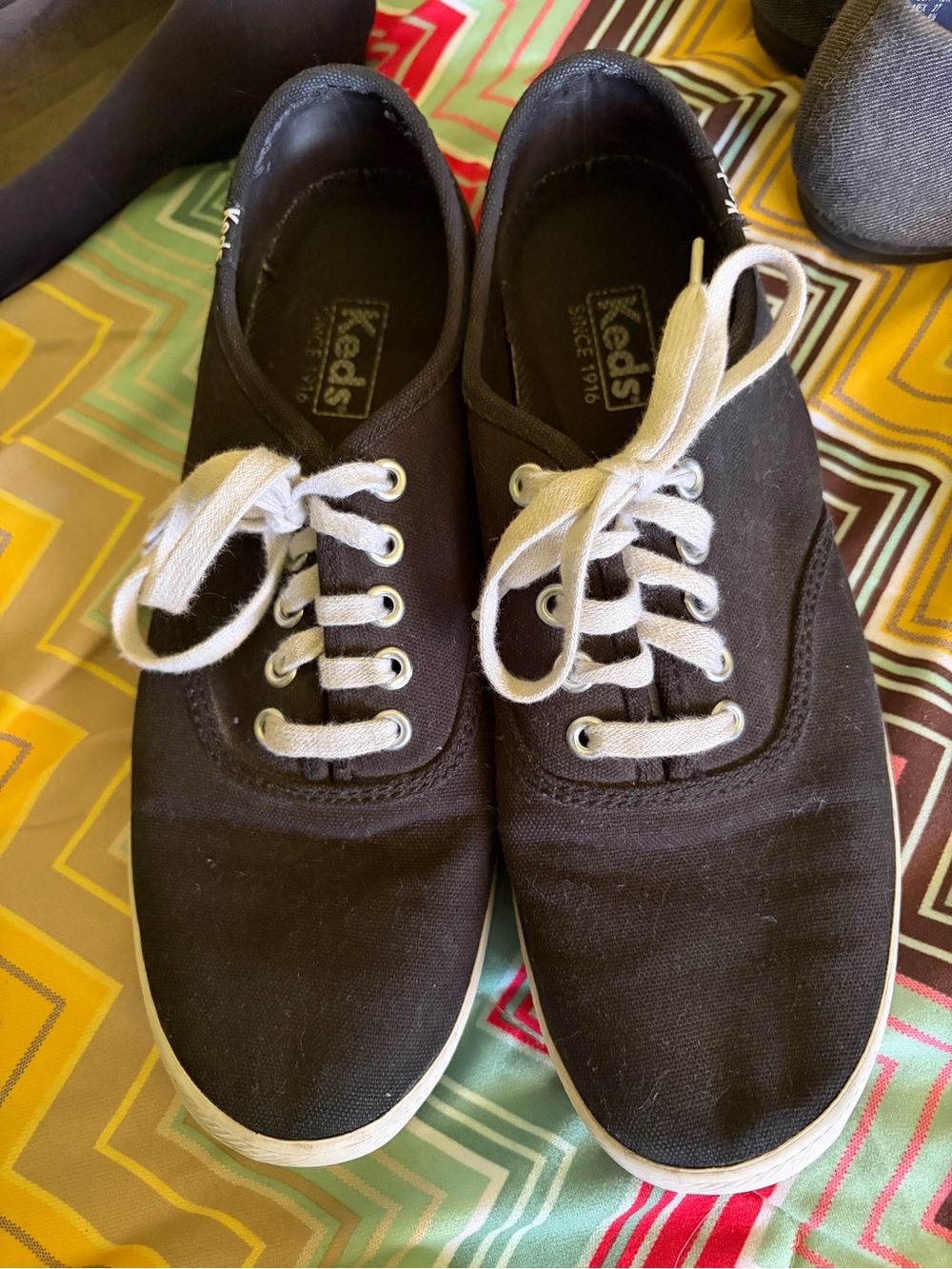 Keds Black Canvas Sneakers with White Laces